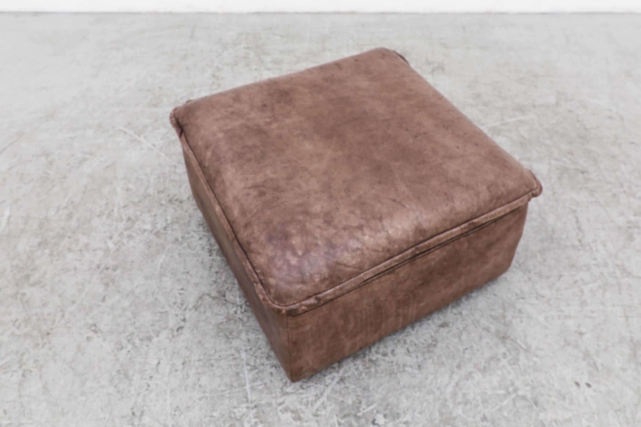 DeSede DS11 Style Brown Leather Patchwork Ottoman for Laauser, Germany For Sale 1