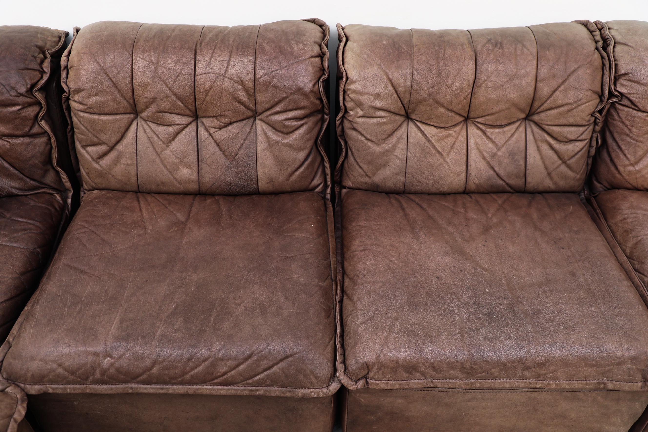 DeSede DS11 Style Canapé sectionnel en cuir Brown Patchwork par Laauser, Allemagne en vente 3