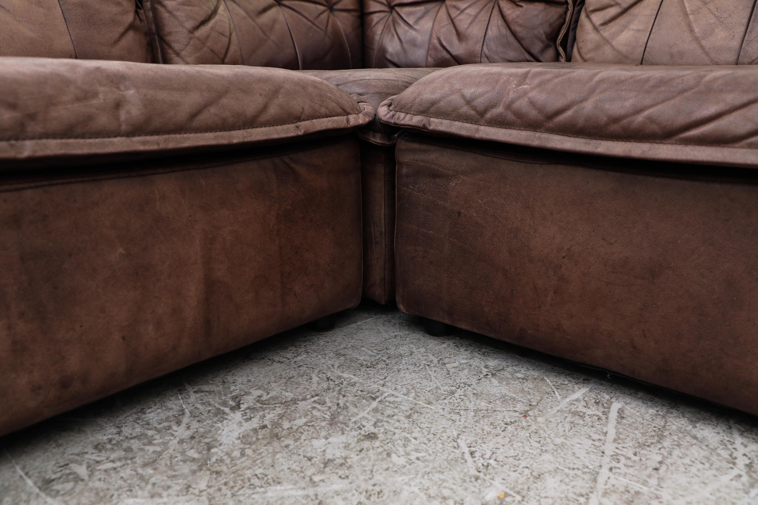 DeSede DS11 Style Canapé sectionnel en cuir Brown Patchwork par Laauser, Allemagne en vente 4