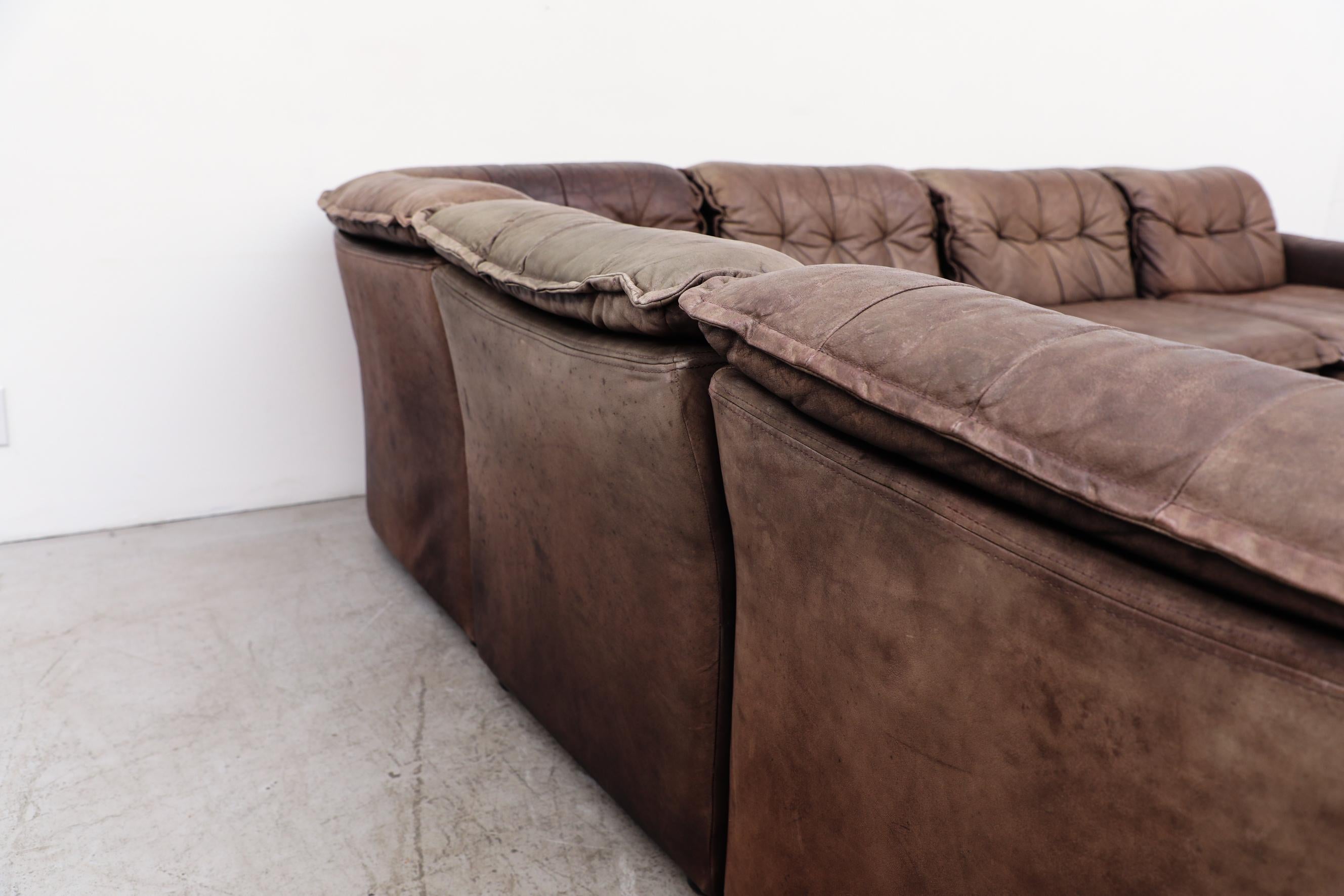 DeSede DS11 Style Canapé sectionnel en cuir Brown Patchwork par Laauser, Allemagne en vente 6