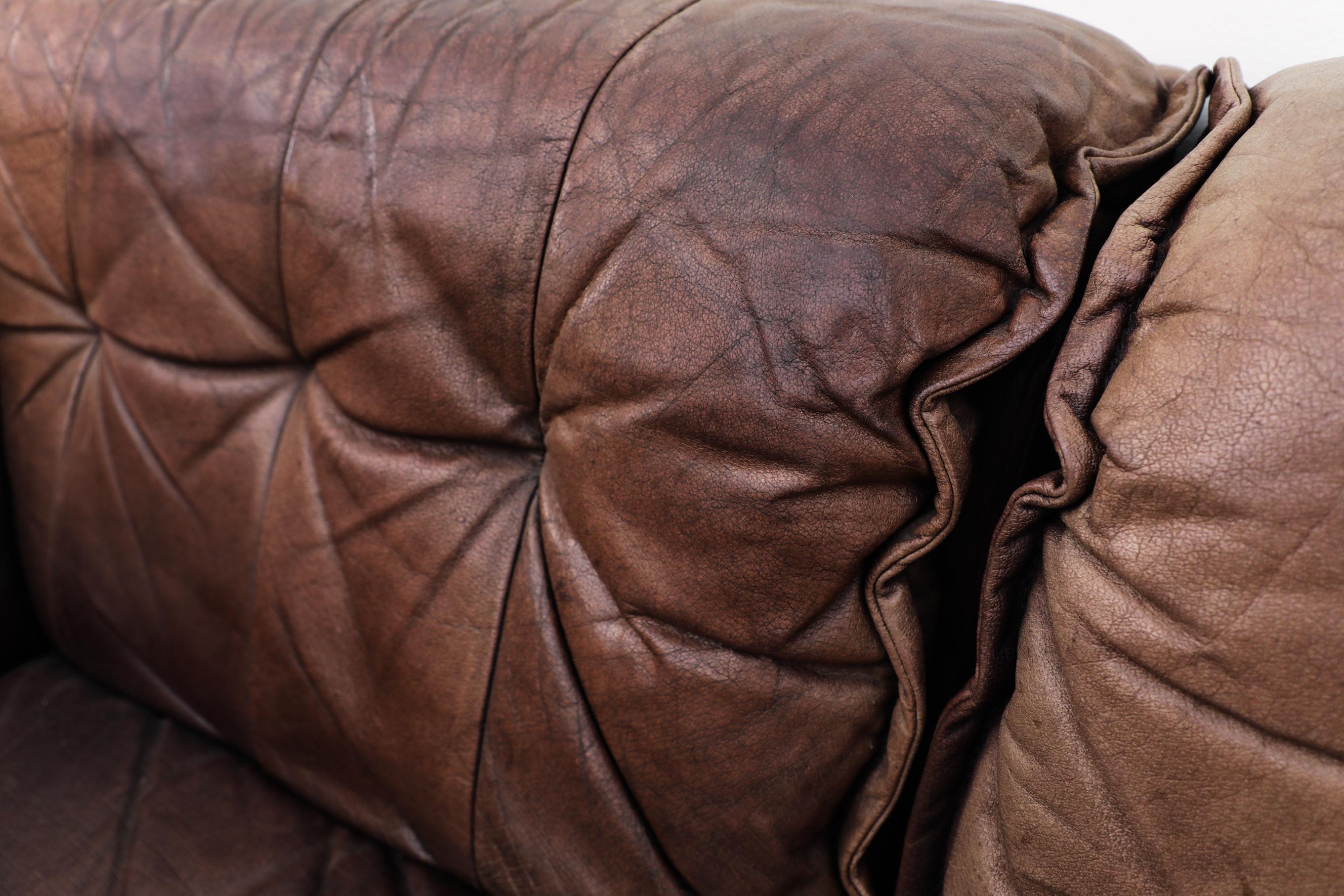 DeSede DS11 Style Canapé sectionnel en cuir Brown Patchwork par Laauser, Allemagne en vente 12