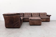 De Sede DS11 Style Brown Leather Patchwork Sectional Sofa by Laauser, Germany
