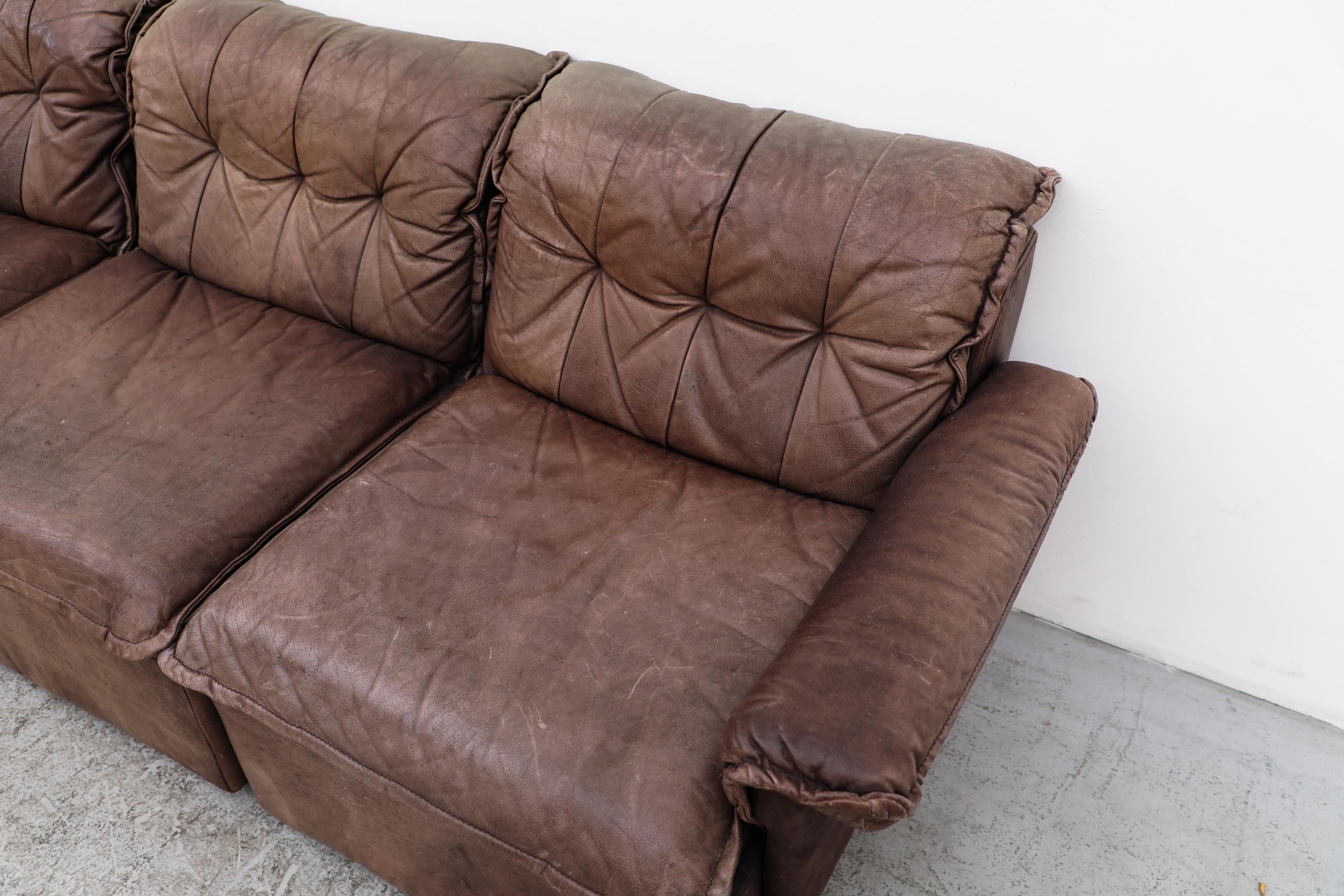 DeSede DS11 Style Canapé sectionnel en cuir Brown Patchwork par Laauser, Allemagne en vente 1