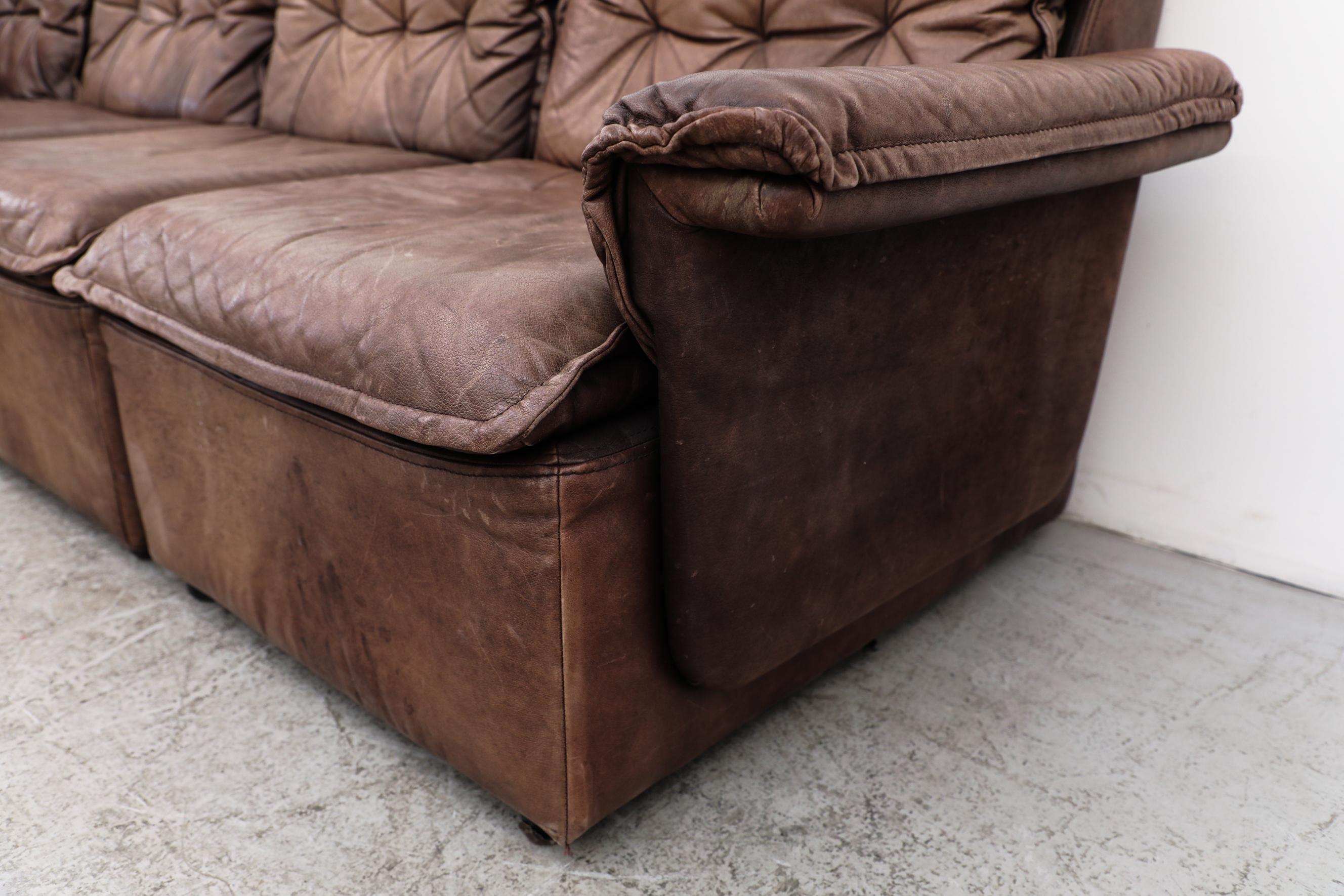 DeSede DS11 Style Canapé sectionnel en cuir Brown Patchwork par Laauser, Allemagne en vente 2