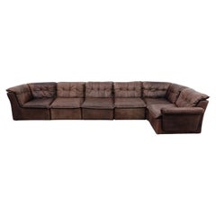 Vintage DeSede DS11 Style Brown Leather Patchwork Sectional Sofa by Laauser, Germany