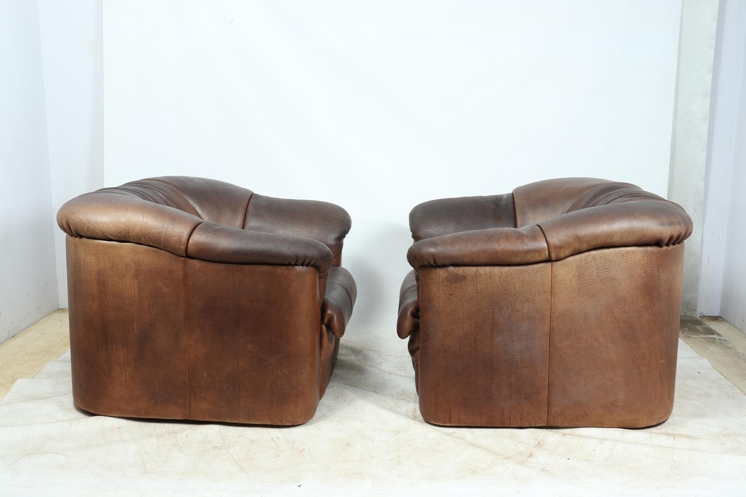 Swiss DeSede DS45 Chairs in Brown Neck Leather