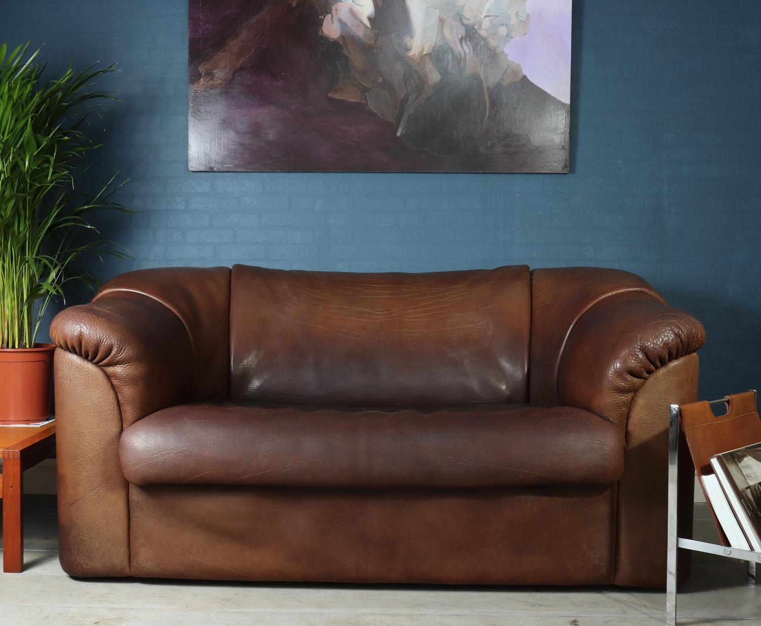 Swiss De Sede DS45 Sofa in Brown Neck Leather