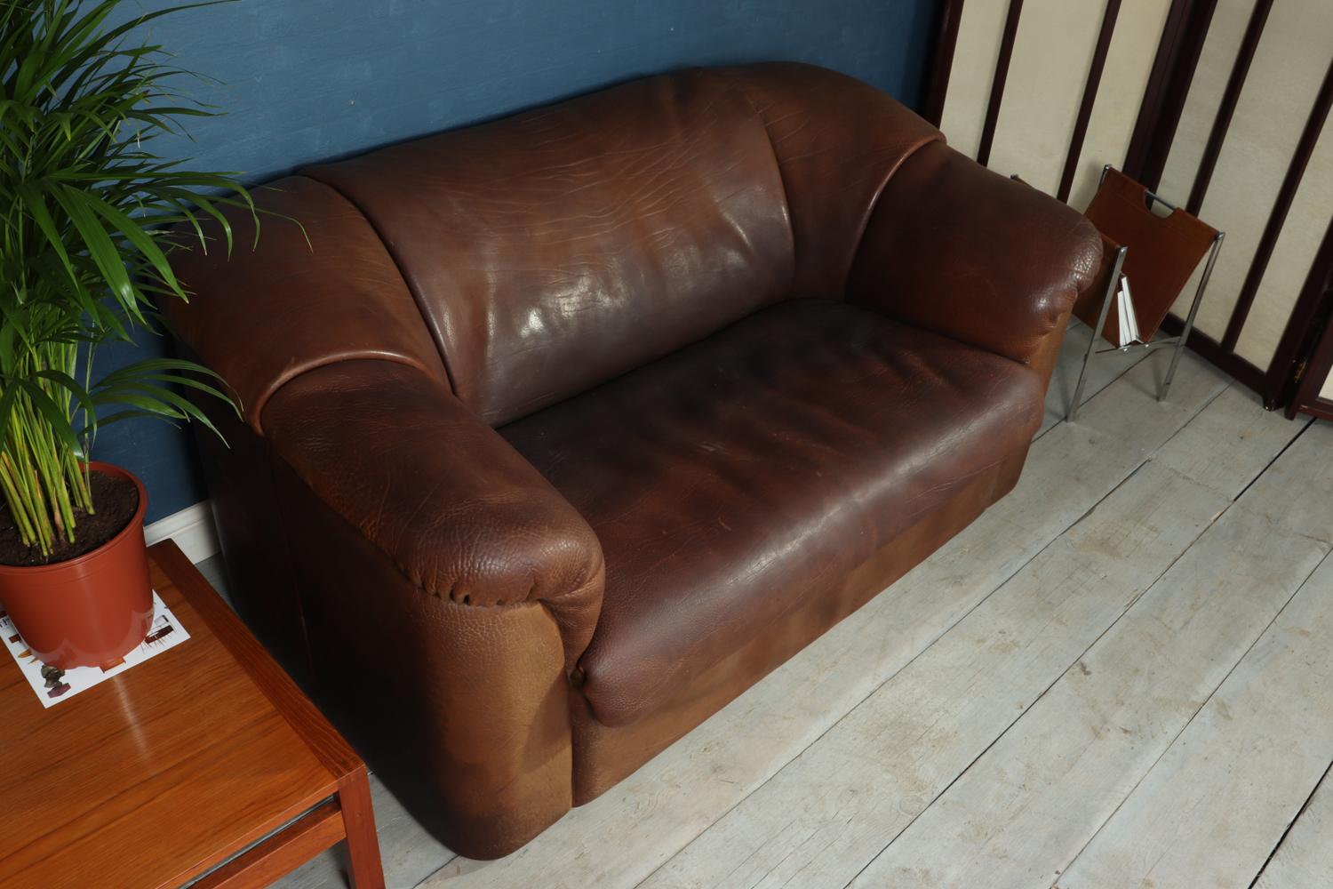 De Sede DS45 Sofa in Brown Neck Leather In Good Condition In Paddock Wood, Kent