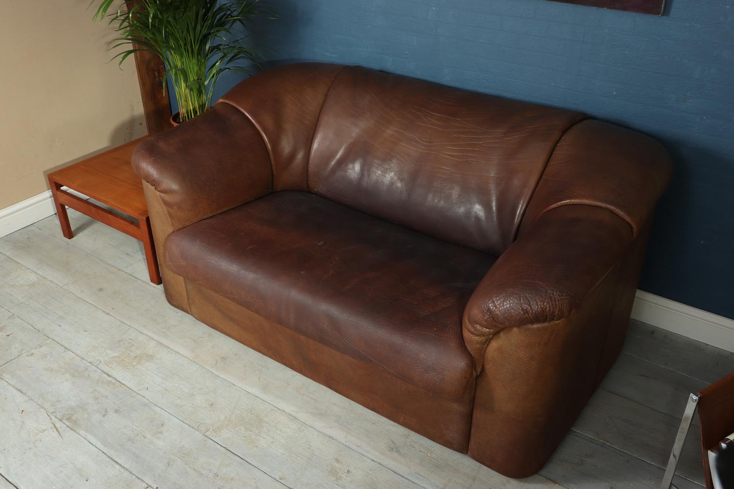 Late 20th Century De Sede DS45 Sofa in Brown Neck Leather