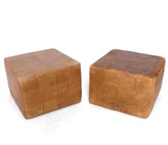 DeSede Patchwork Leather Stools Mid Century Italian Modern Caramel Color