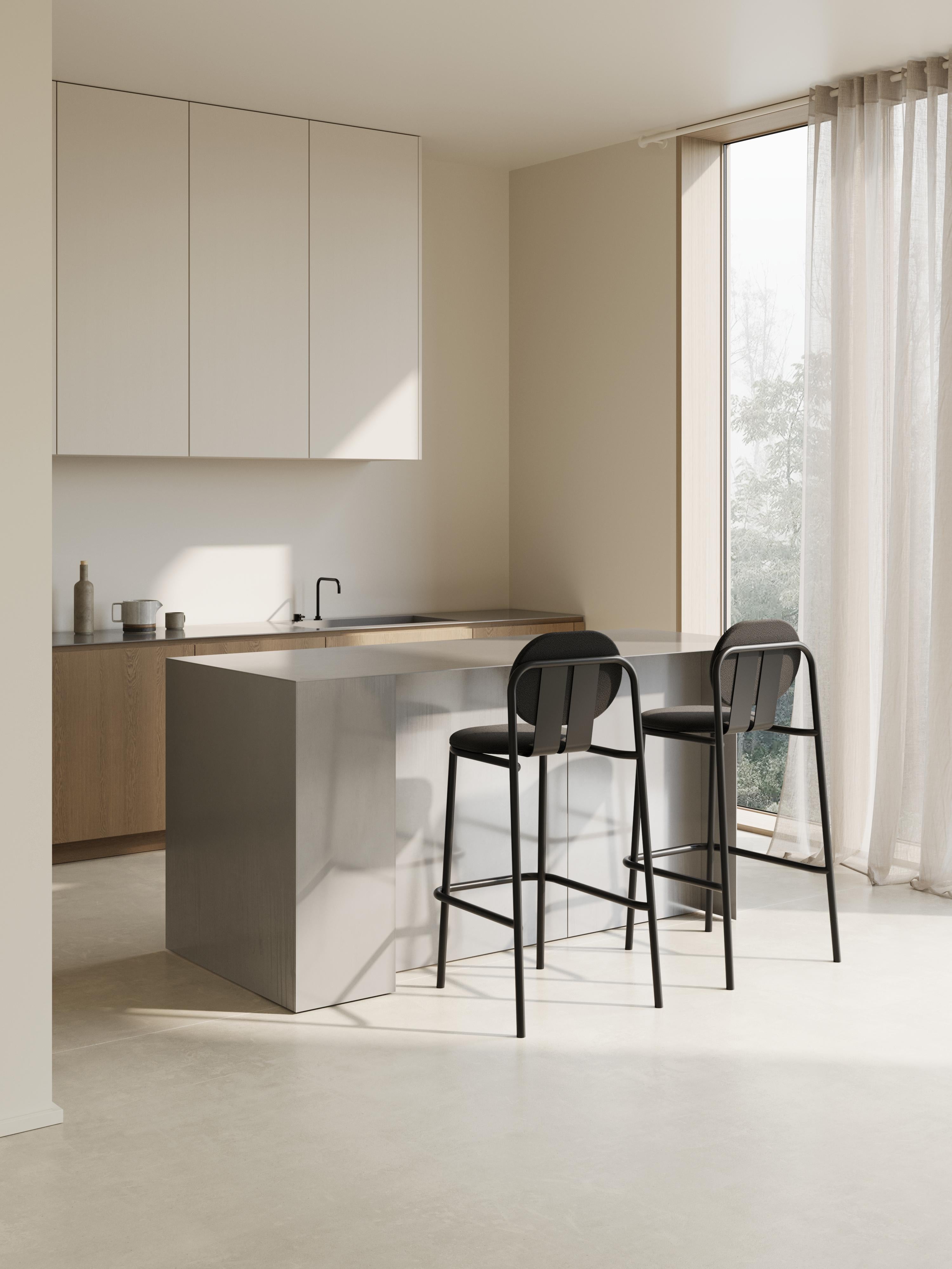 Moderne Tabouret de bar en aluminium désert avec assise en métal par Joyf en vente