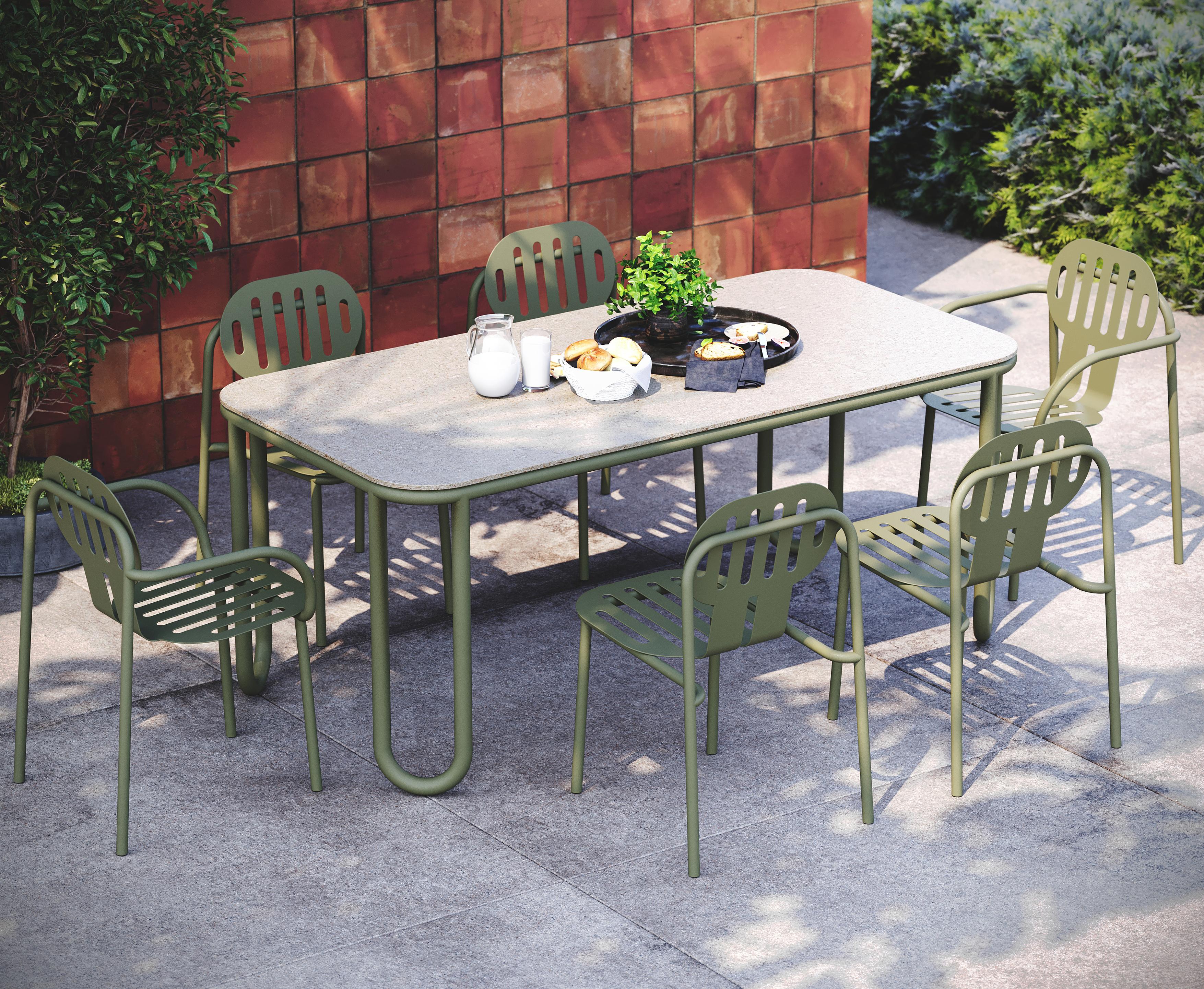 Mesa de comedor Desert de aluminio con tablero de metal by Joyf en venta 1
