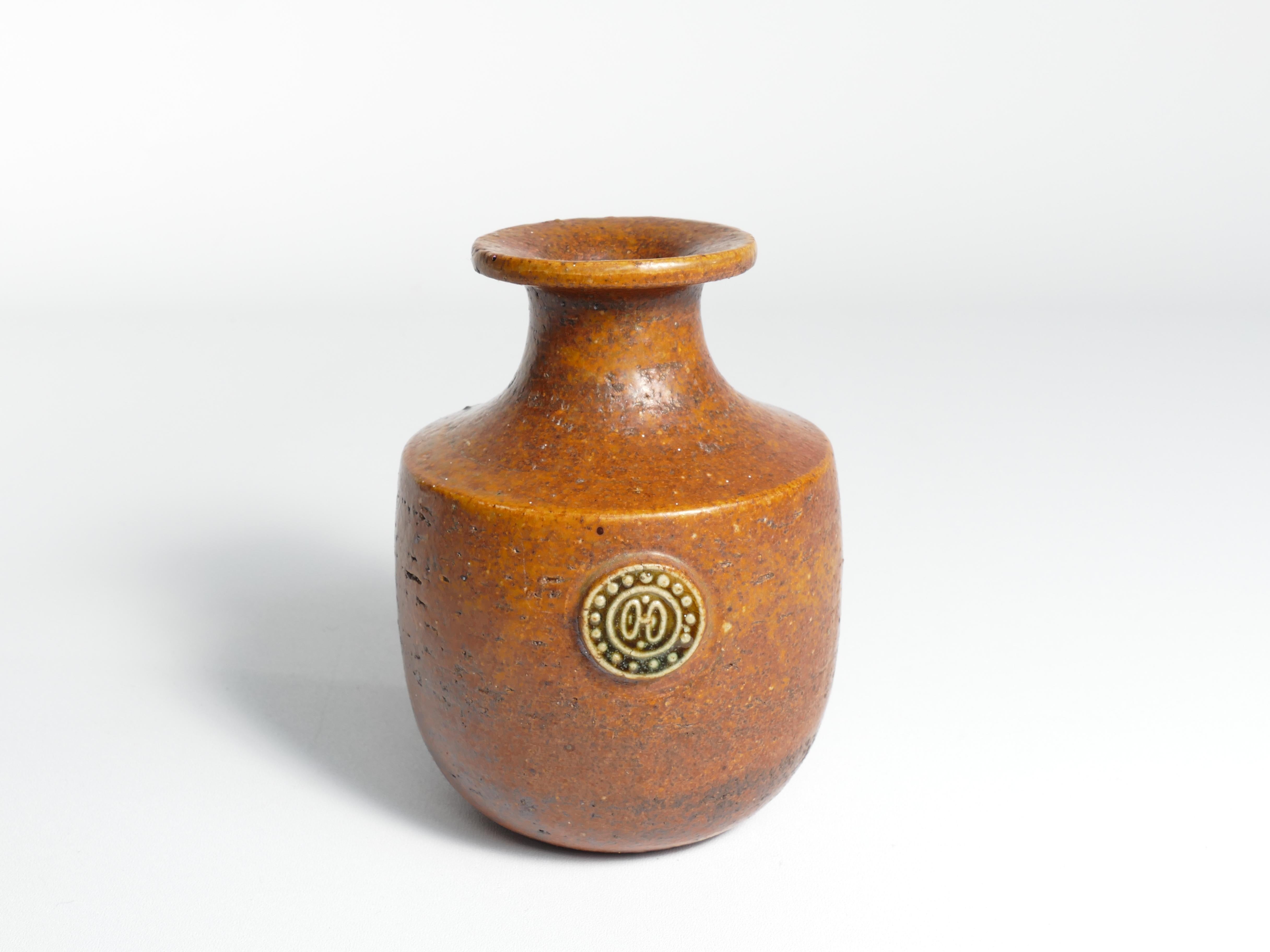 Glazed Desert Brown Sahara Vase by Sven Wejsfelt for Gustavsberg, Sweden 1970s For Sale