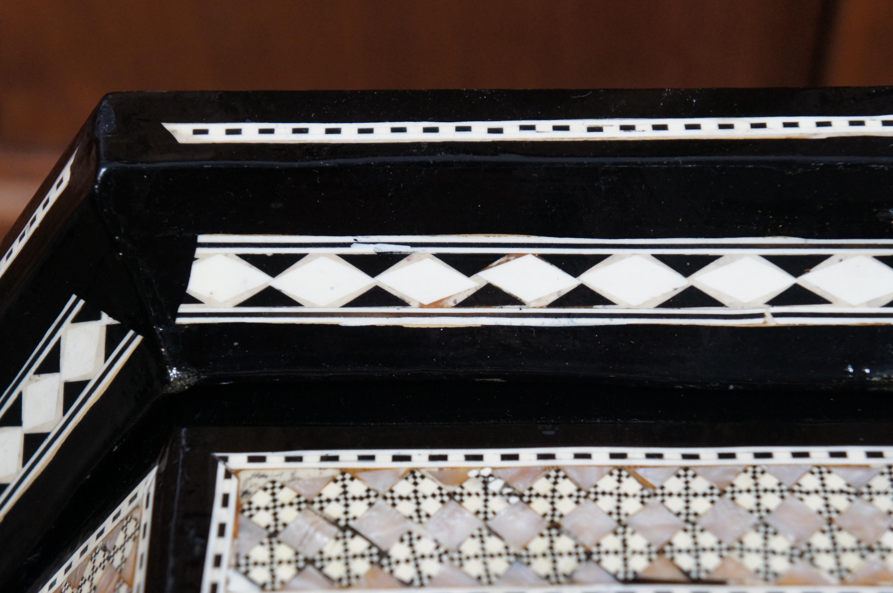 Desert Designs Moroccan Inlaid Mother of Pearl End Table Storage Box Stand 4