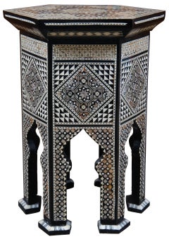 Desert Designs Moroccan Inlaid Mother of Pearl End Table Storage Box Stand