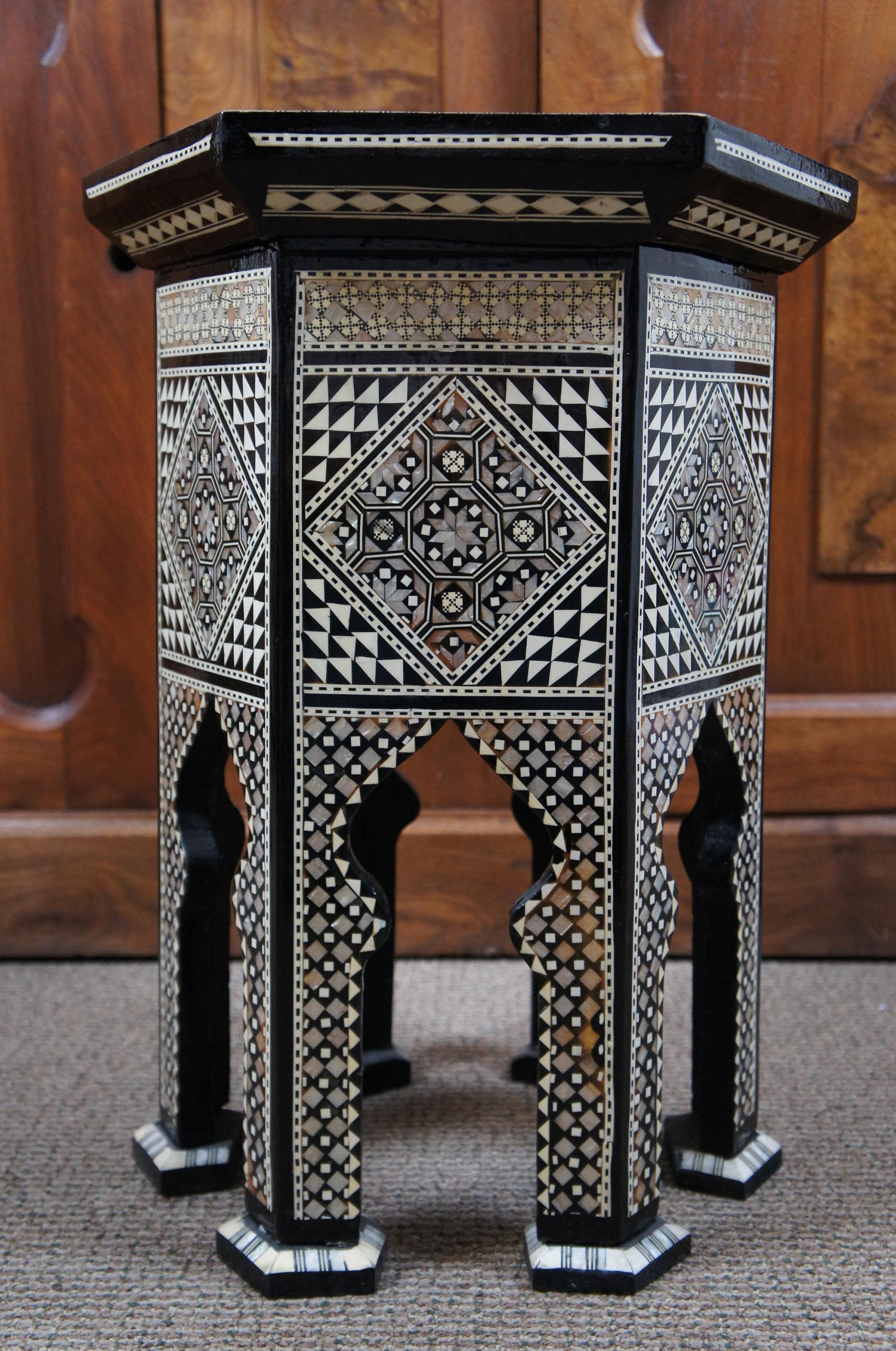 Desert Designs Moroccan Inlaid Mother of Pearl End Table Storage Box Stand 1