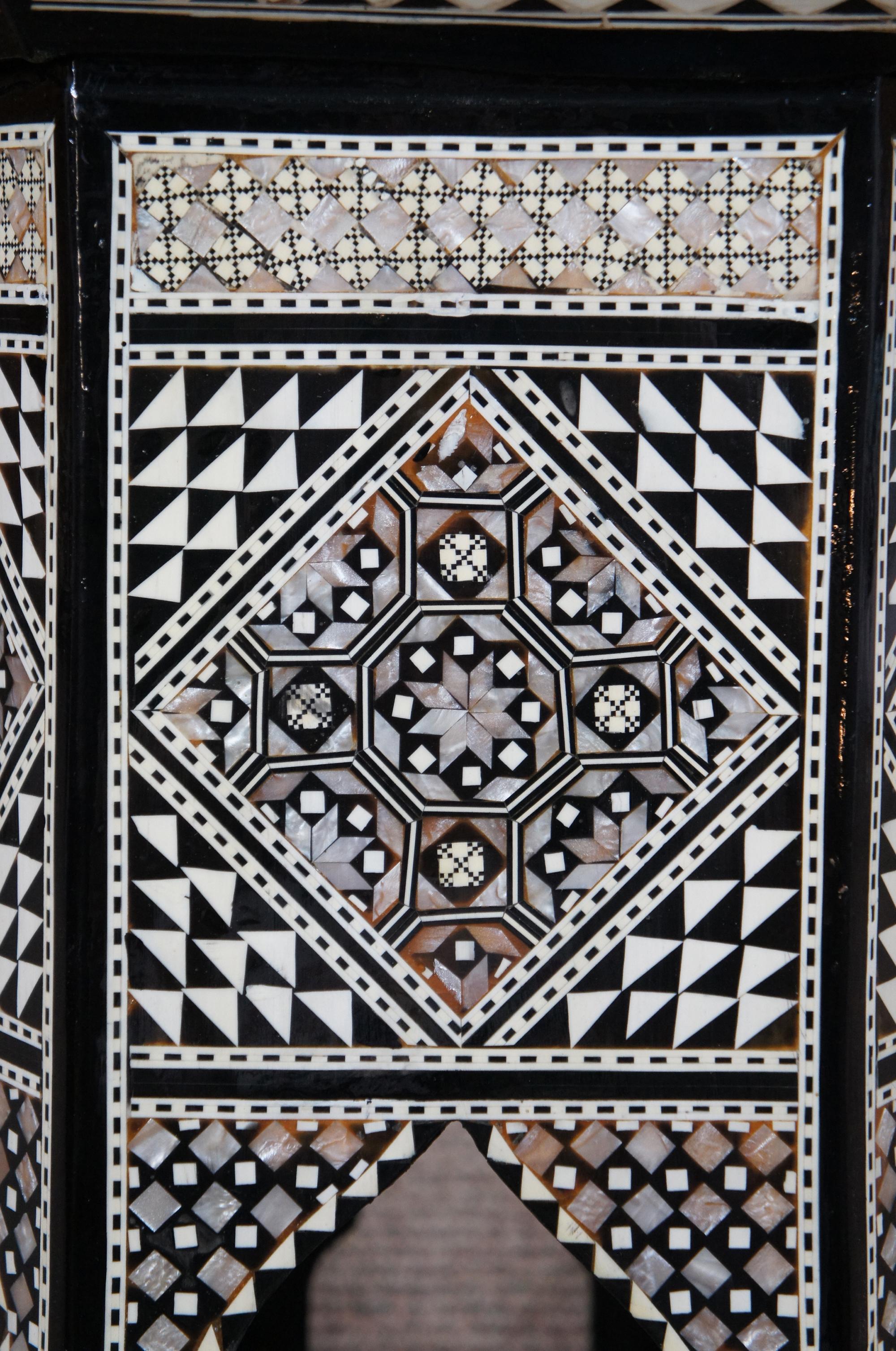 Desert Designs Moroccan Inlaid Mother of Pearl End Table Storage Box Stand 2