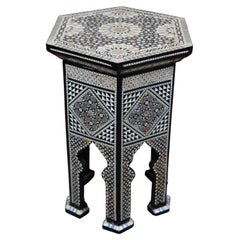 Desert Designs Moroccan Inlaid Mother of Pearl End Table Storage Box Stand