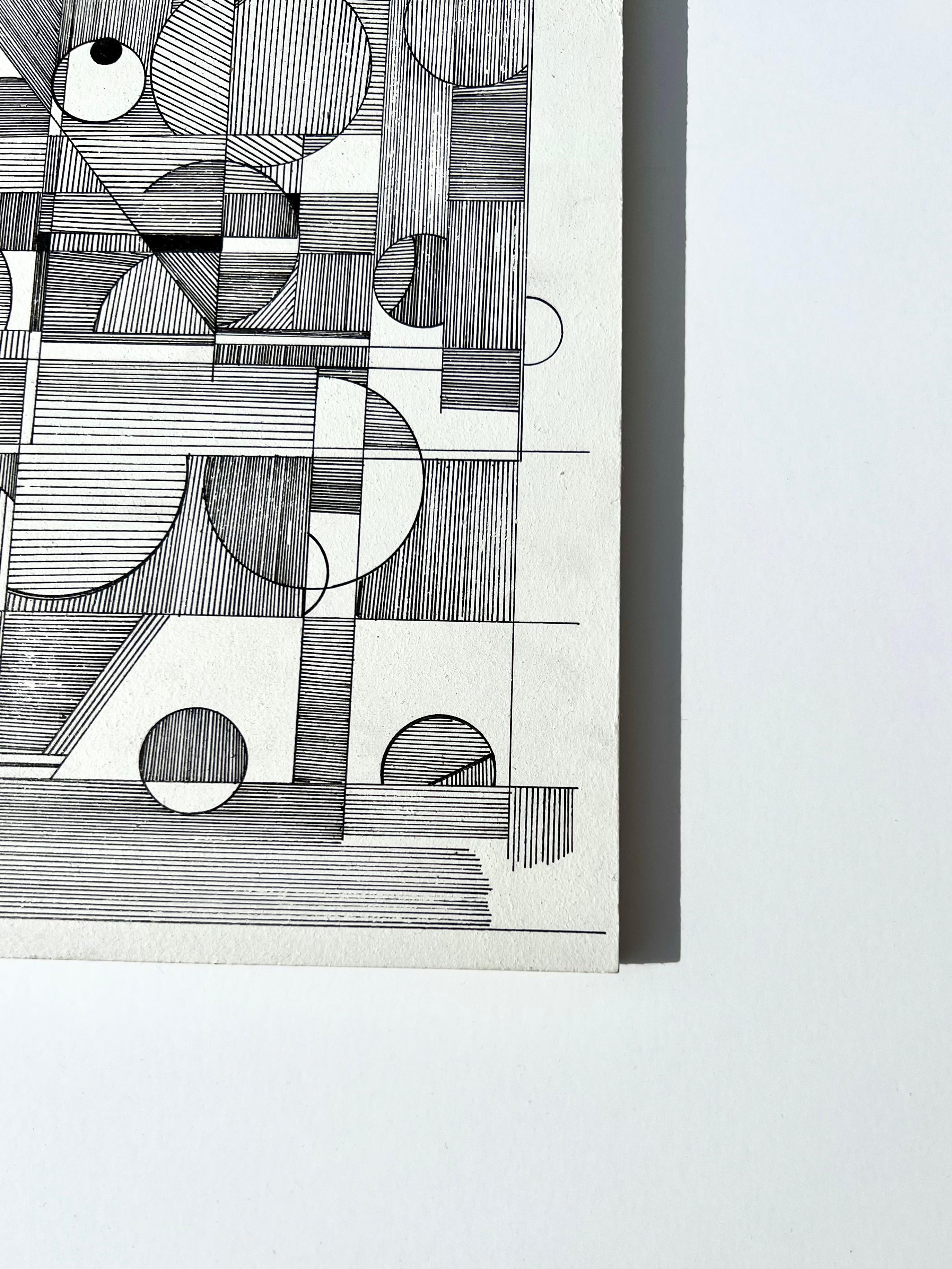 XXIe siècle et contemporain Drawing Desert N.001, dessin d'origine à l'encre d'archives en noir et blanc sur bois dur en vente