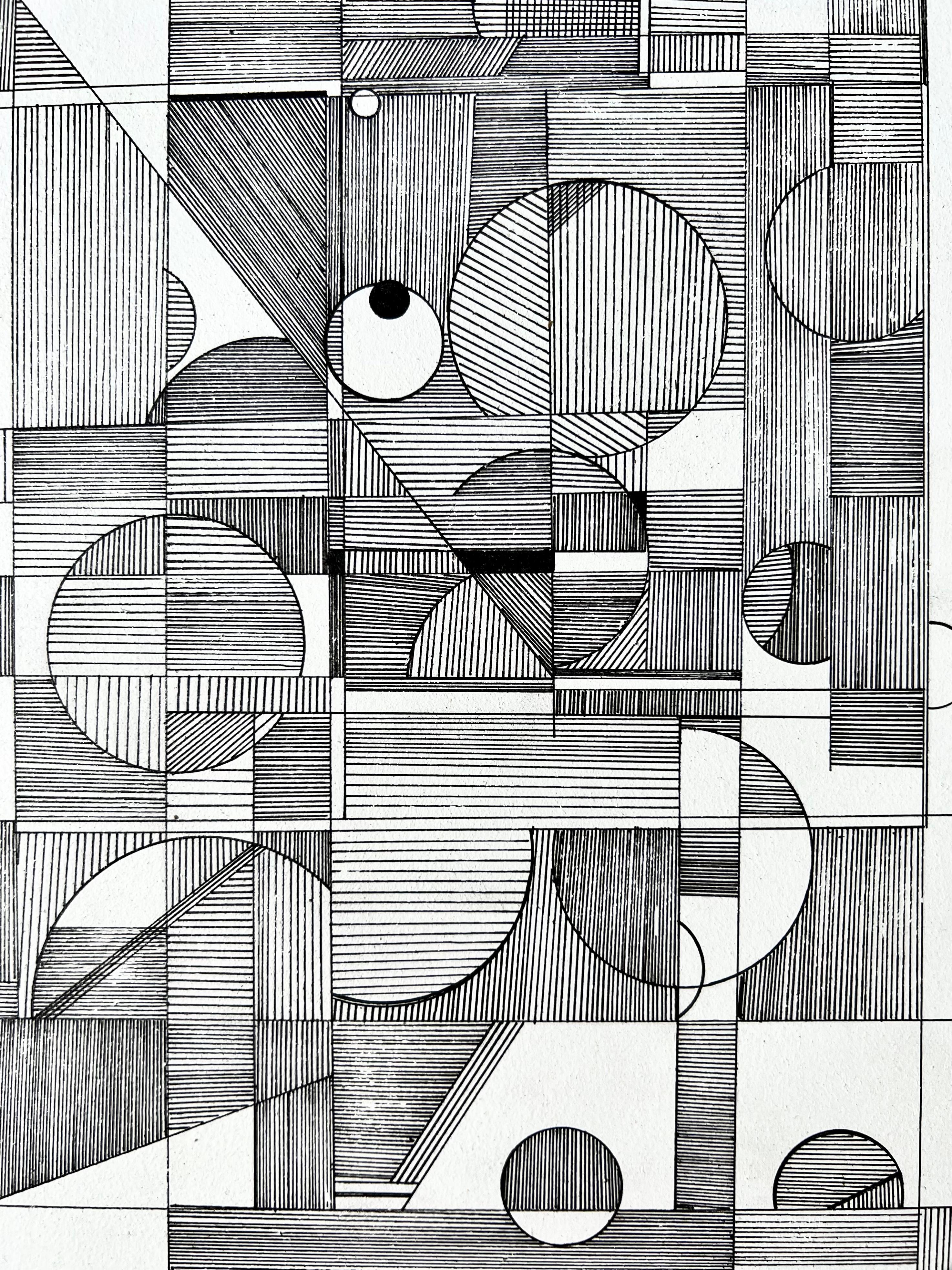 Wüstenzeichnung N.001, Original schwarz-weiße Archivtinte-Zeichnung auf Hartholz im Angebot 1
