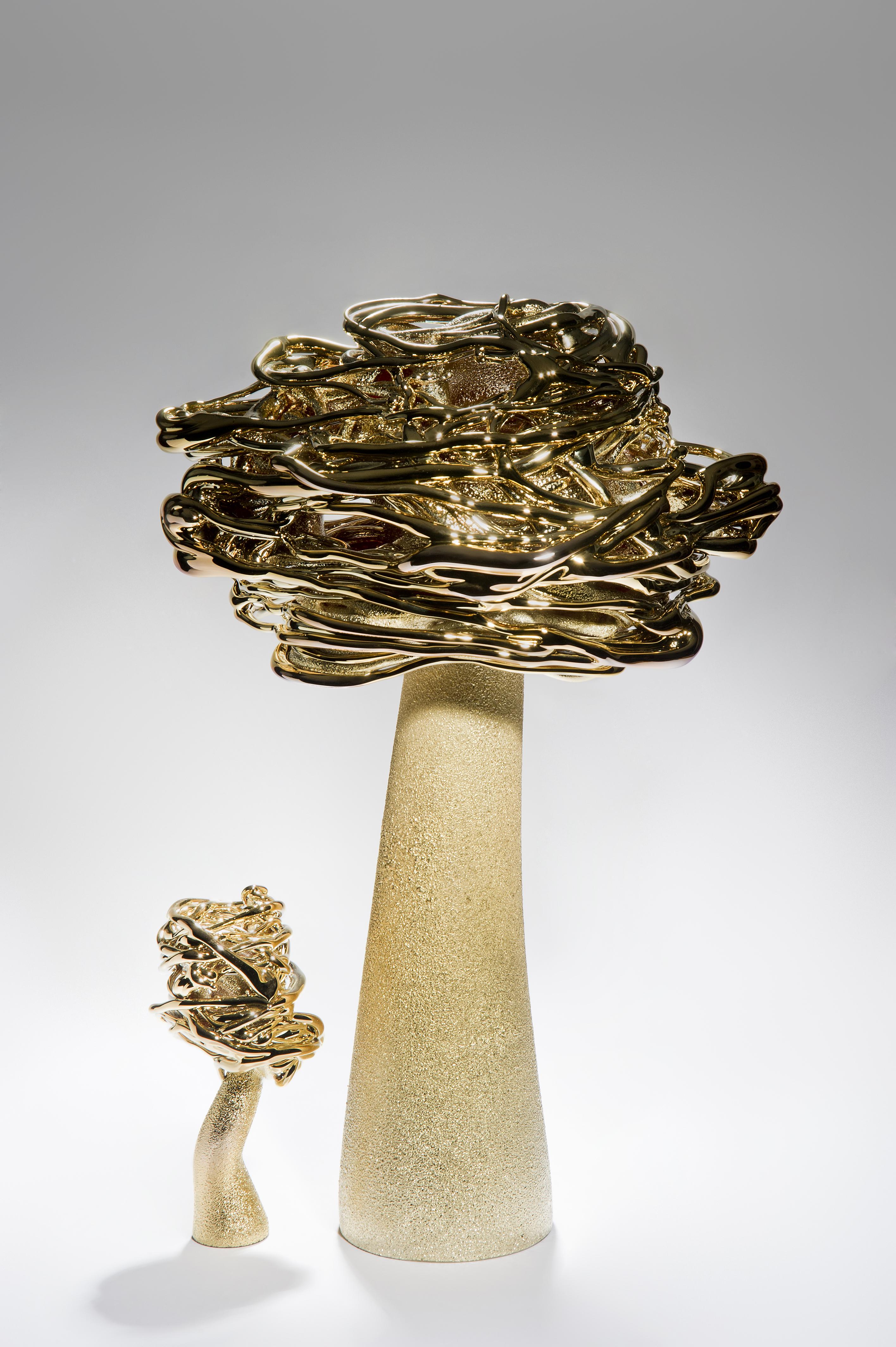 Organic Modern Desert Flower, a Unique Brass and Glass Sculpture by Remigijus Kriukas