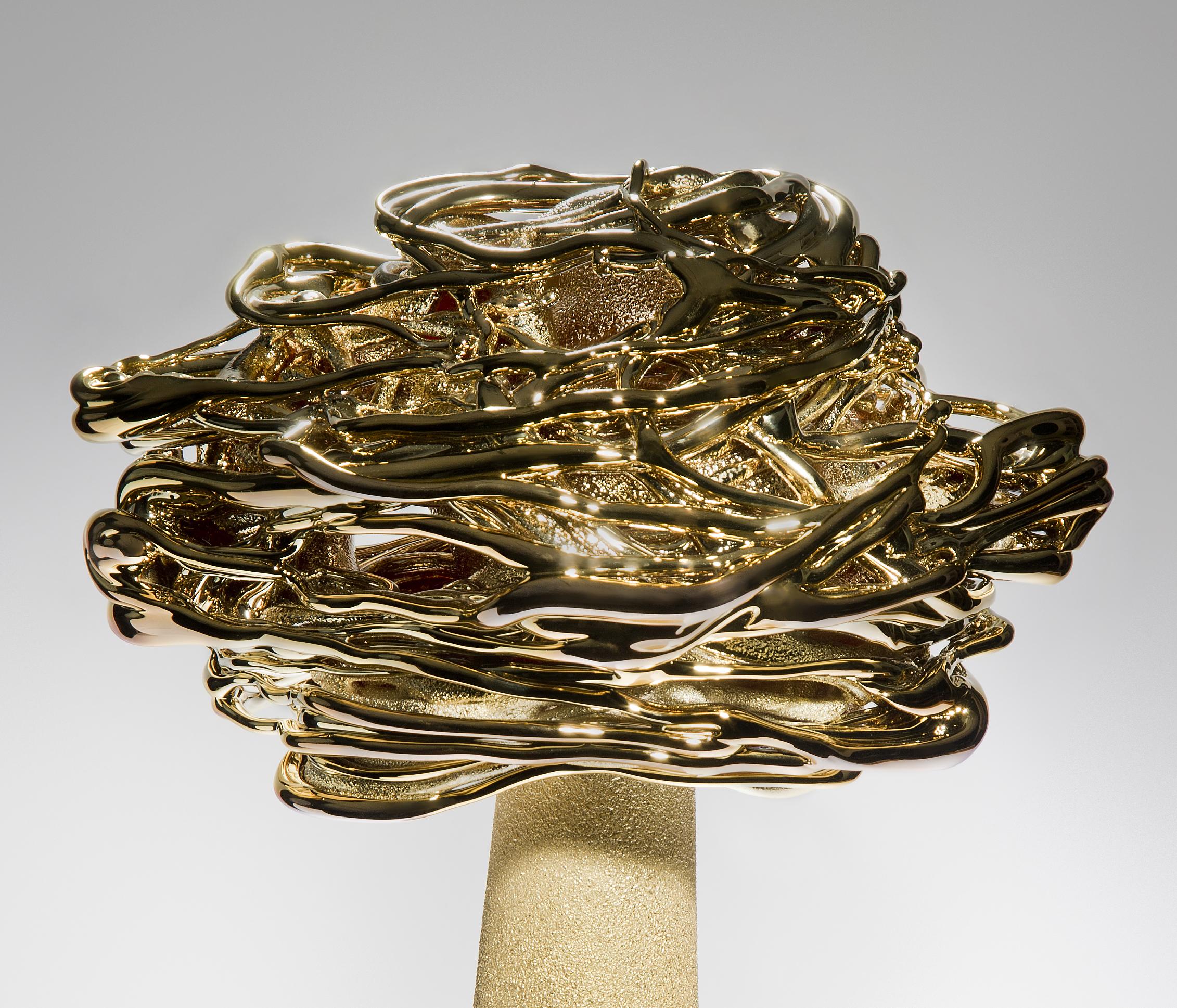 Hand-Crafted Desert Flower, a Unique Brass and Glass Sculpture by Remigijus Kriukas