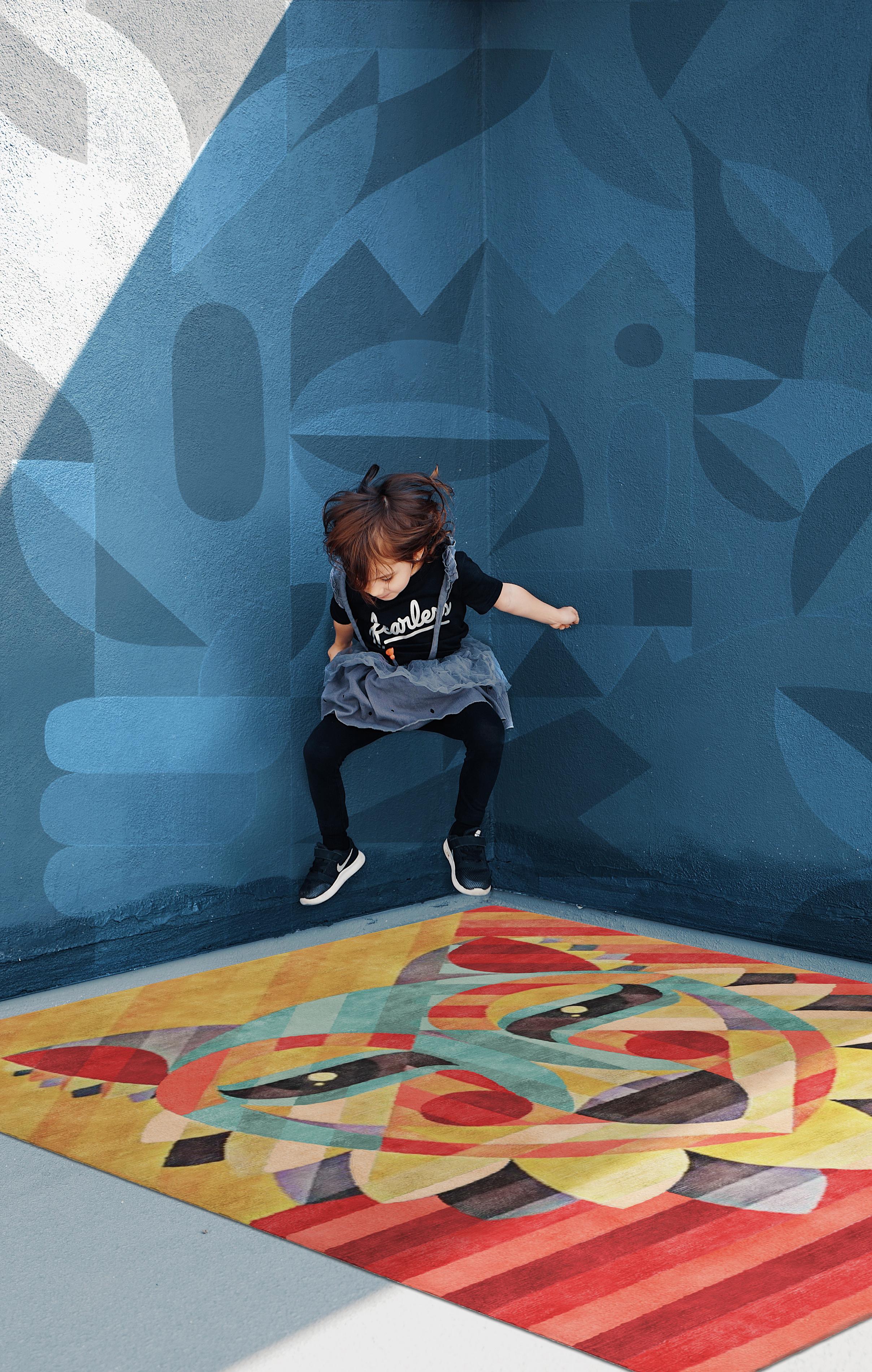 Voici le Desert Fox, un spectaculaire tapis design noué à la main par le célèbre artiste de rue espagnol Ruben Sanchez. Cette pièce vibrante, abstraite et richement texturée est fabriquée à partir de 100 % de laine néo-zélandaise d'origine durable