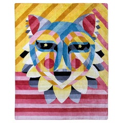 Desert Fox Rug by Ruben Sanchez, Hand Knotted, Wool/Silk Blended Yarn 100x125cm