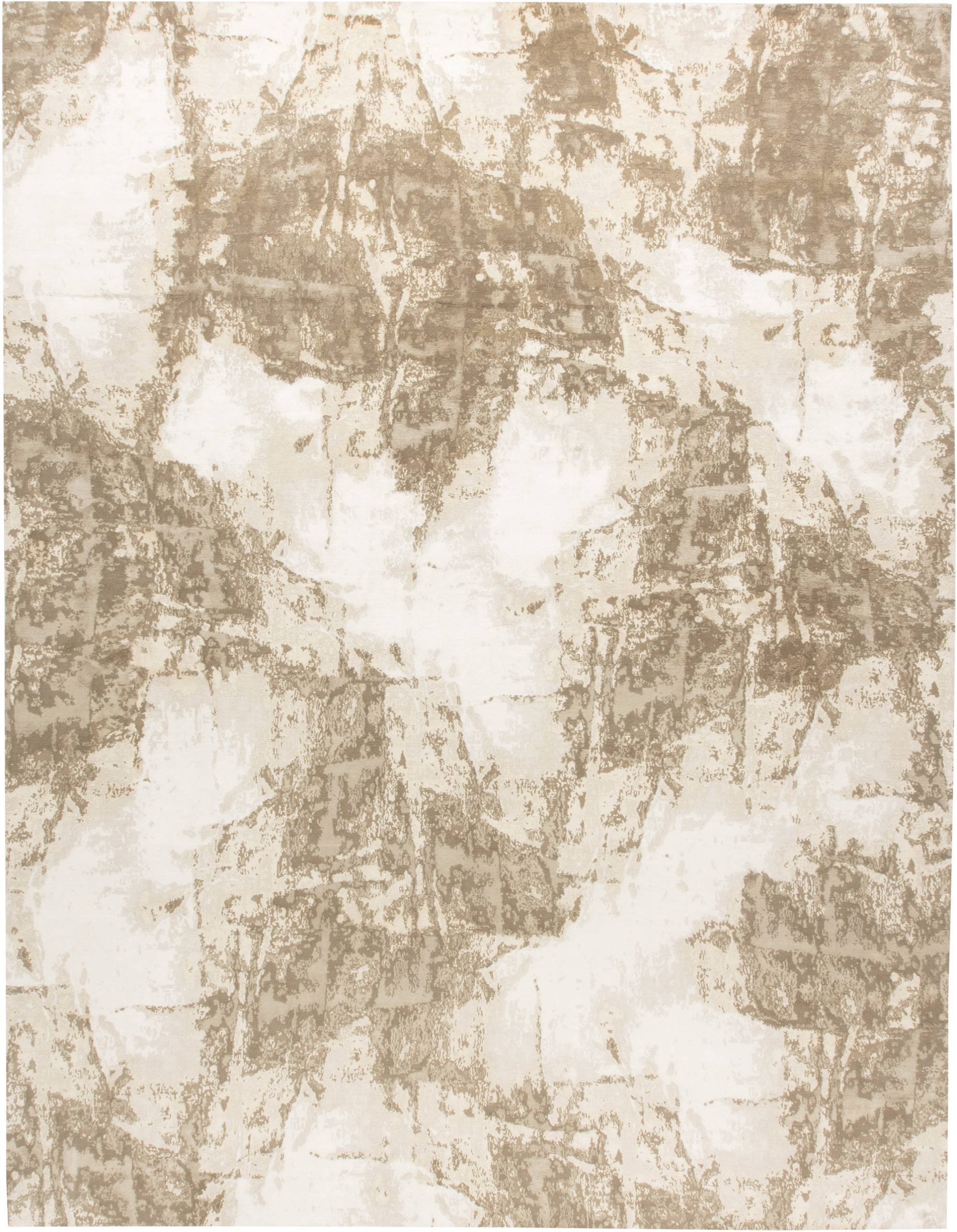 Desert Haze Abstract Modern Rug In Beige With Tan, Silk "Sandstorm"