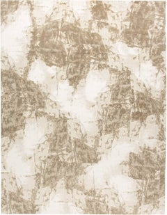 Desert Haze Abstract Modern Rug In Beige With Tan, Silk "Sandstorm"