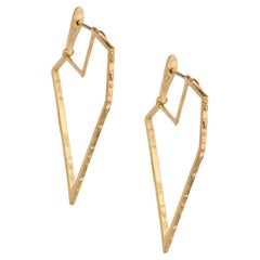 Desert- Inspired Diamond-Shaped 10k Yellow Gold Hoop Earrings