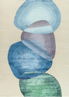 Desert Mirage Light Beige Abstract Modern Silk Rug "Oasis" by Doris Leslie Blau