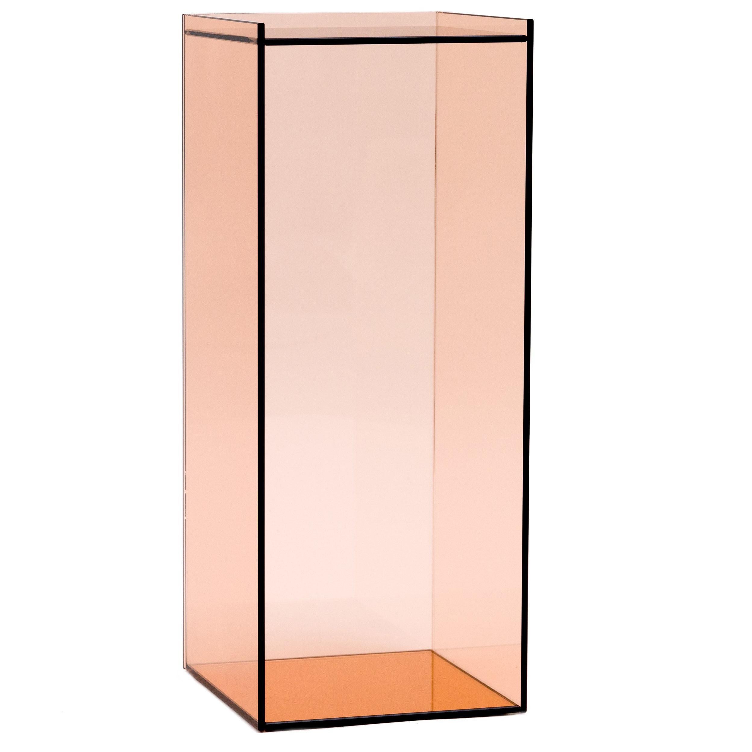 Desert Mirror Side Table in Mirrored Peach Glass For Sale