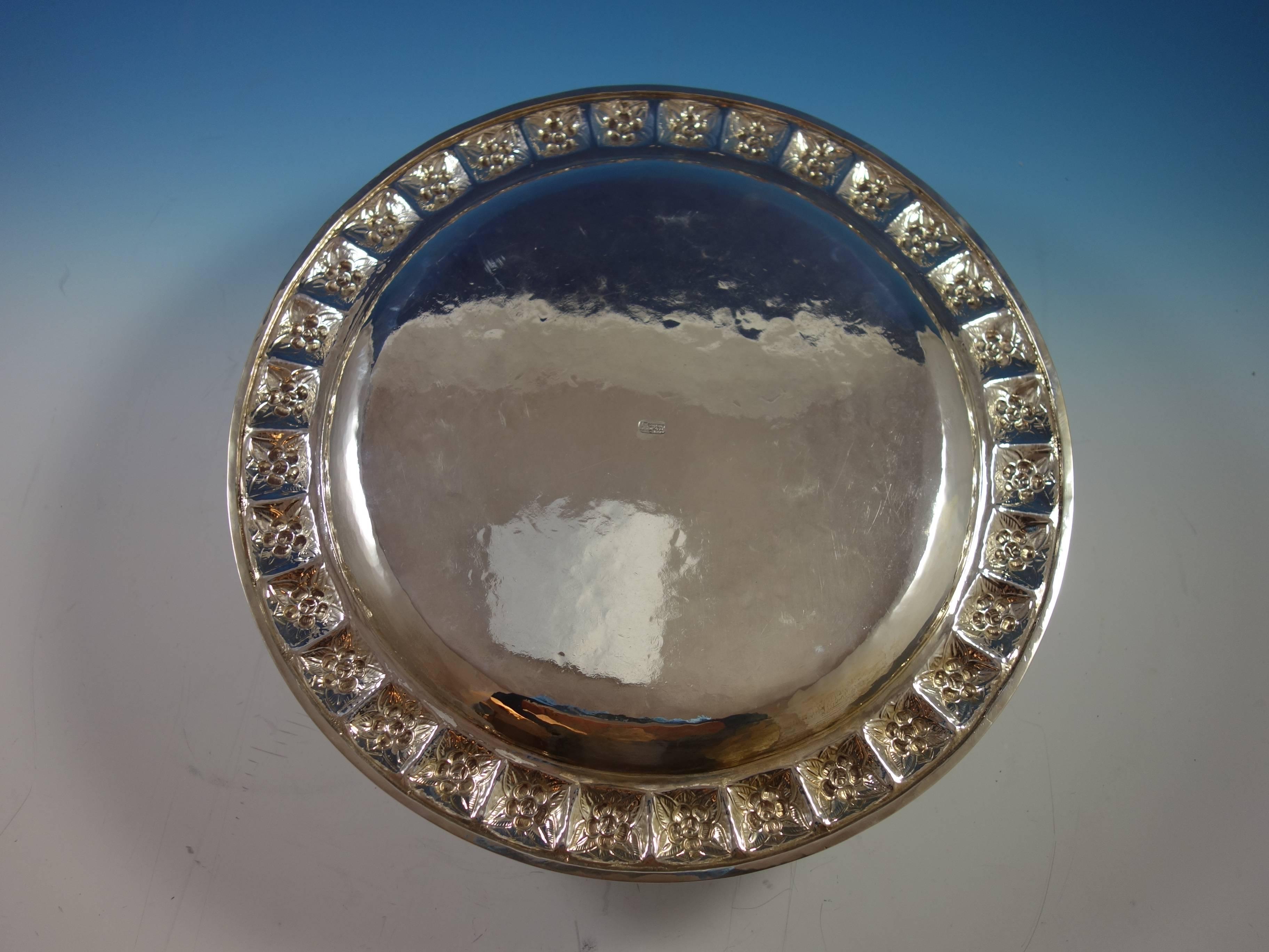Desert Rose by Sanborns Mexican Sterling Silver Serving Platter Round SKU #1713 In Excellent Condition In Big Bend, WI