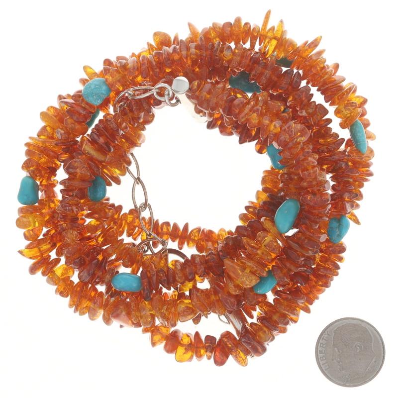 Desert Rose Trading Co. Amber Turquoise Beaded Necklace 19 1/2