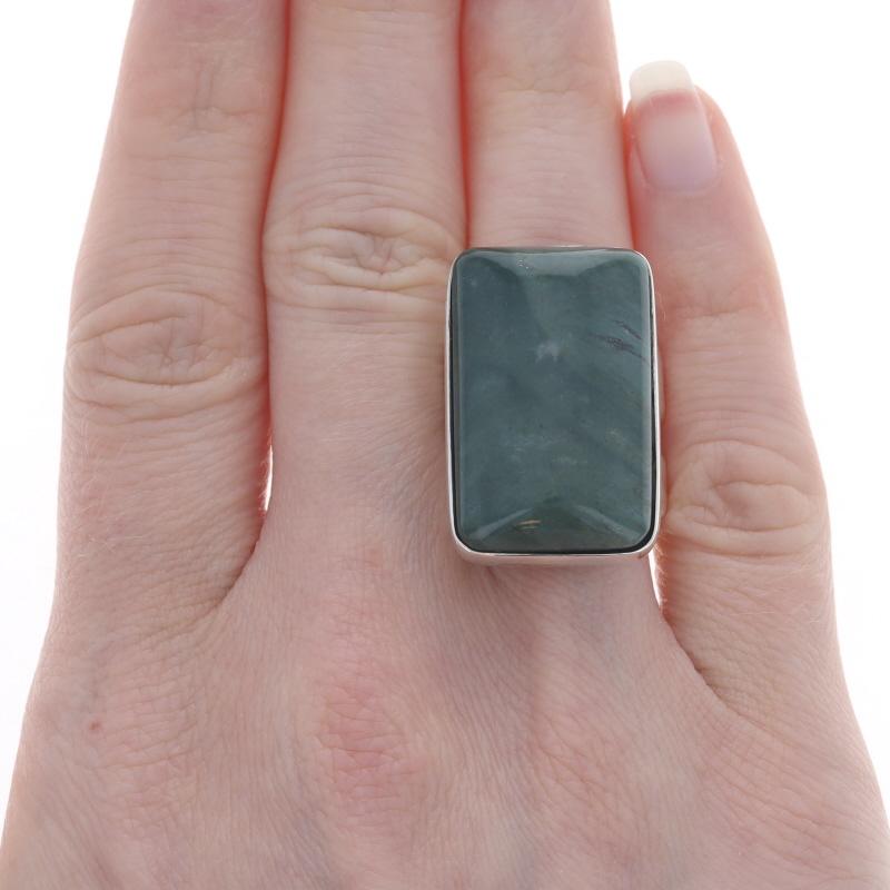 Cabochon Desert Rose Trading Co. Jasper Cocktail Solitaire Ring - Sterling 925 Rect Cab For Sale