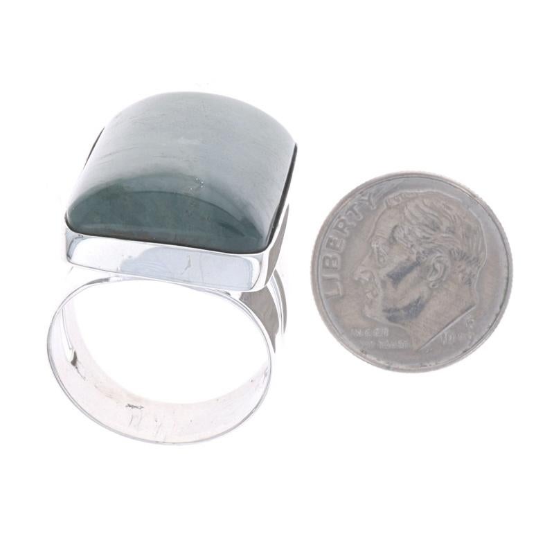 Desert Rose Trading Co. Jasper Cocktail Solitaire Ring - Sterling 925 Rect Cab For Sale 1
