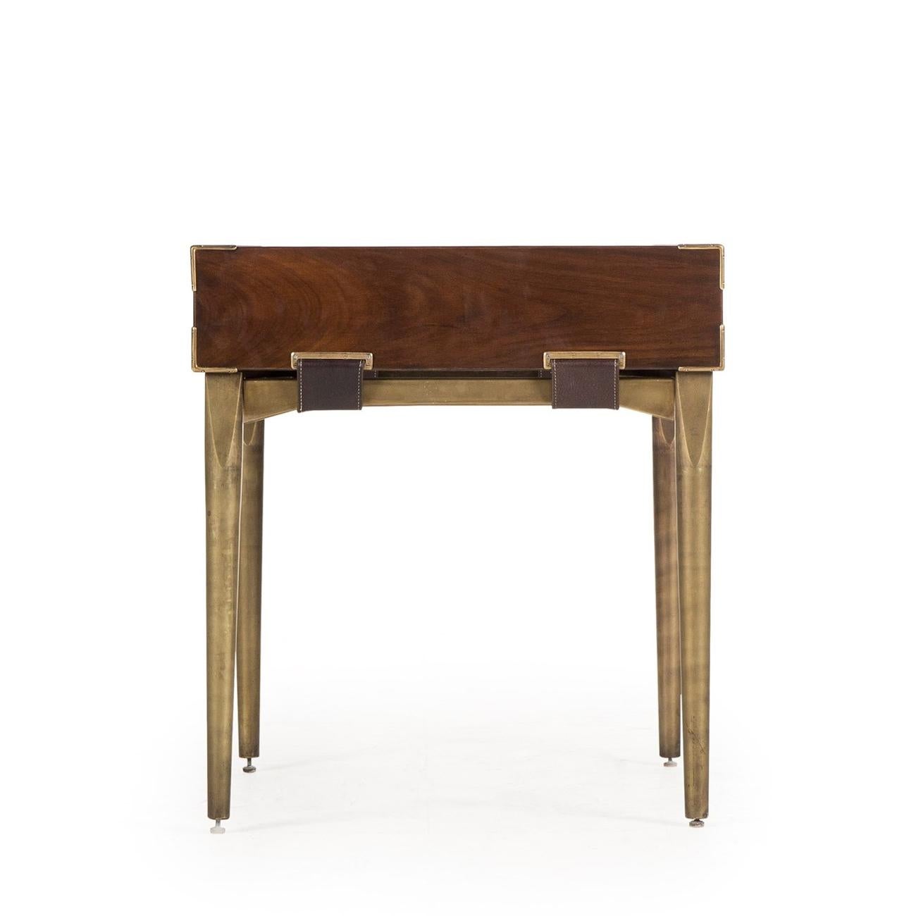 Hand-Crafted Desert Side Table with Vintage Brass Finish