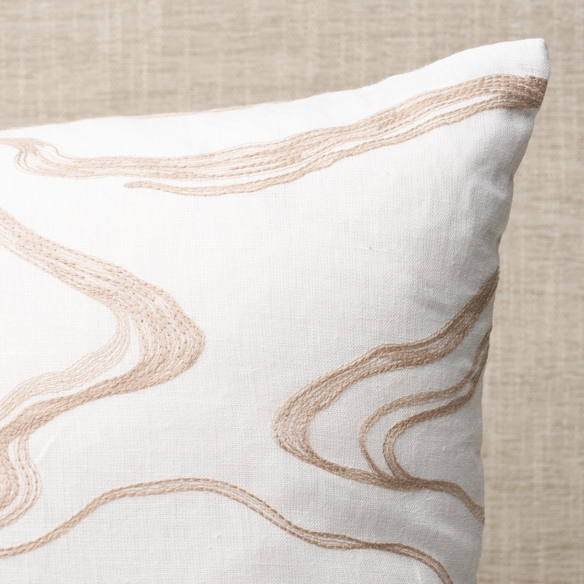 This pillow features Desert Wind Embroidery with a knife edge finish. This exquisite medium-scale fabric is a tonal, textural design with a quiet, understated beauty. Pillow includes a feather/down fill insert and hidden zipper closure.