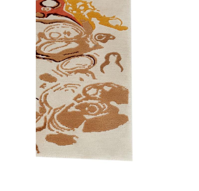 Modern Deserted Ripples Snow White & Indian Tan 180x270 cm Hand Knotted Rug For Sale