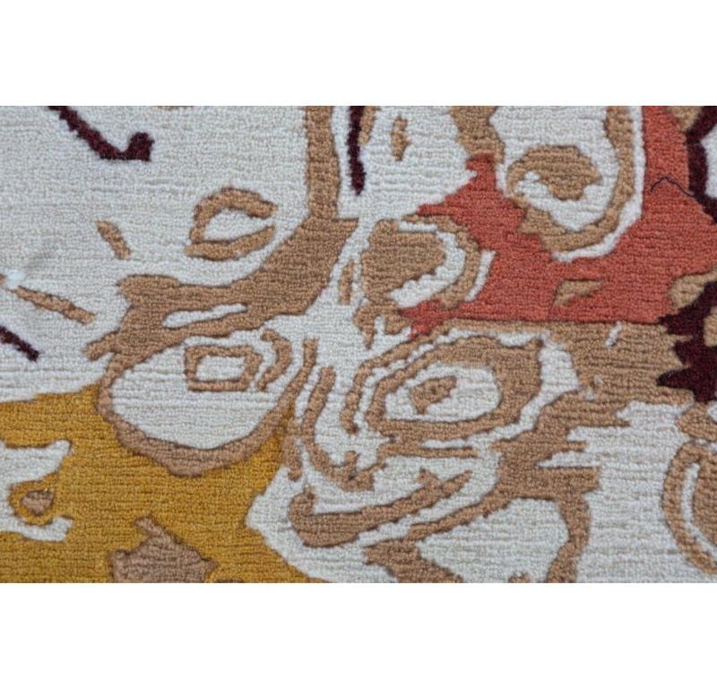Hand-Knotted Deserted Ripples Snow White & Indian Tan 180x270 cm Hand Knotted Rug For Sale