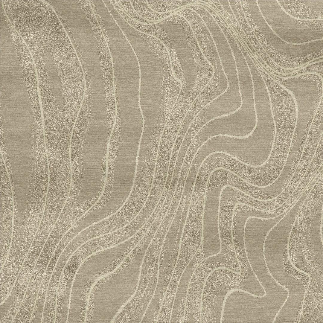 A captivating motif of ivory lines swirling on a beige background defines this sophisticated rug that will enliven any interior with elegance and grace. The Deserto Rug is hand-tufted in India using a mix of New Zealand wool and bamboo silk and