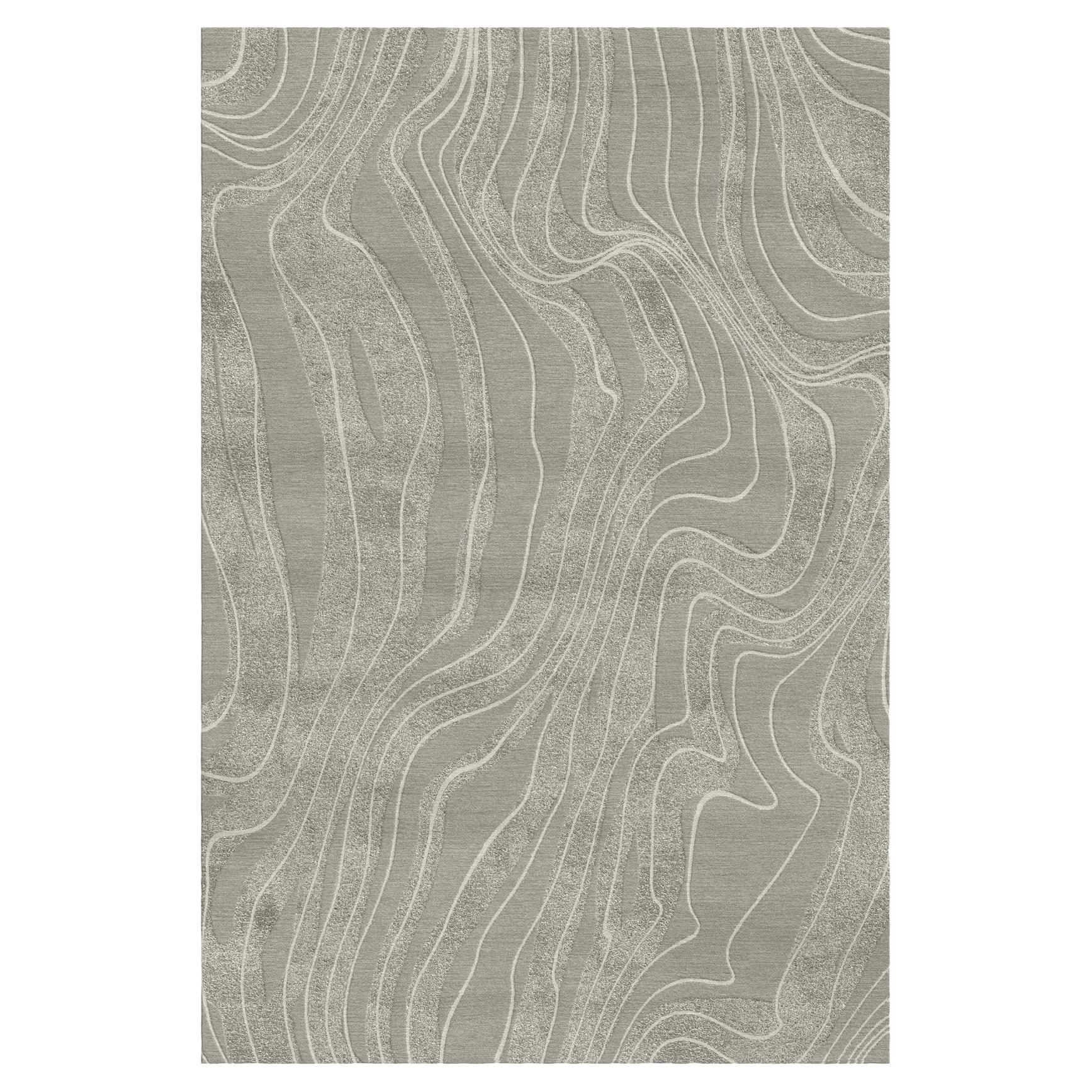 Deserto Hand-Tufted Mid-Century Style Gray Rug by Giulio Brambilla  For Sale