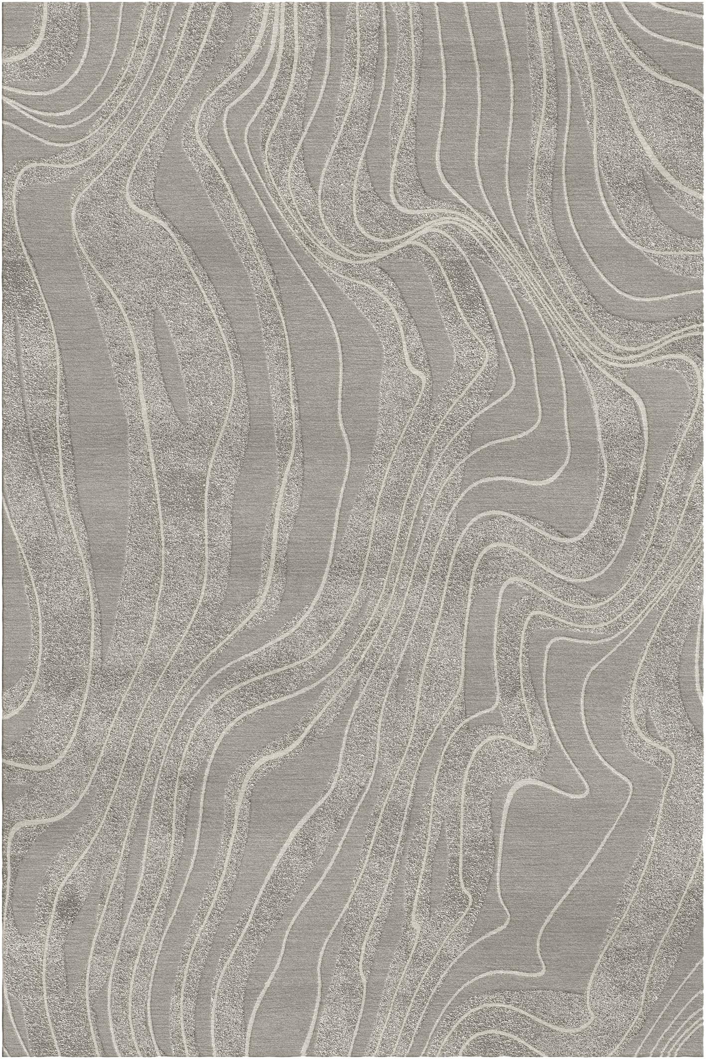Deserto rug I by Giulio Brambilla
Dimensions: D 300 x W 200 x H 1.5 cm
Materials: NZ wool, bamboo silk
Available in other color.

A captivating motif of sinuous lines swirling over a soft background defines this sophisticated rug that will