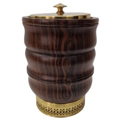 Desigen ice bucket, rosewood look, mouth-blown glass, bareware, 1960s, Italy