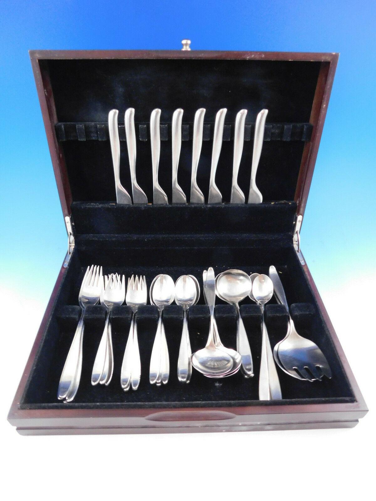 Vintage Mid-Century Modern design #2 by Lauffer Germany stainless steel flatware set, 50 pieces. This timeless service includes:

8 knives, 7 3/4