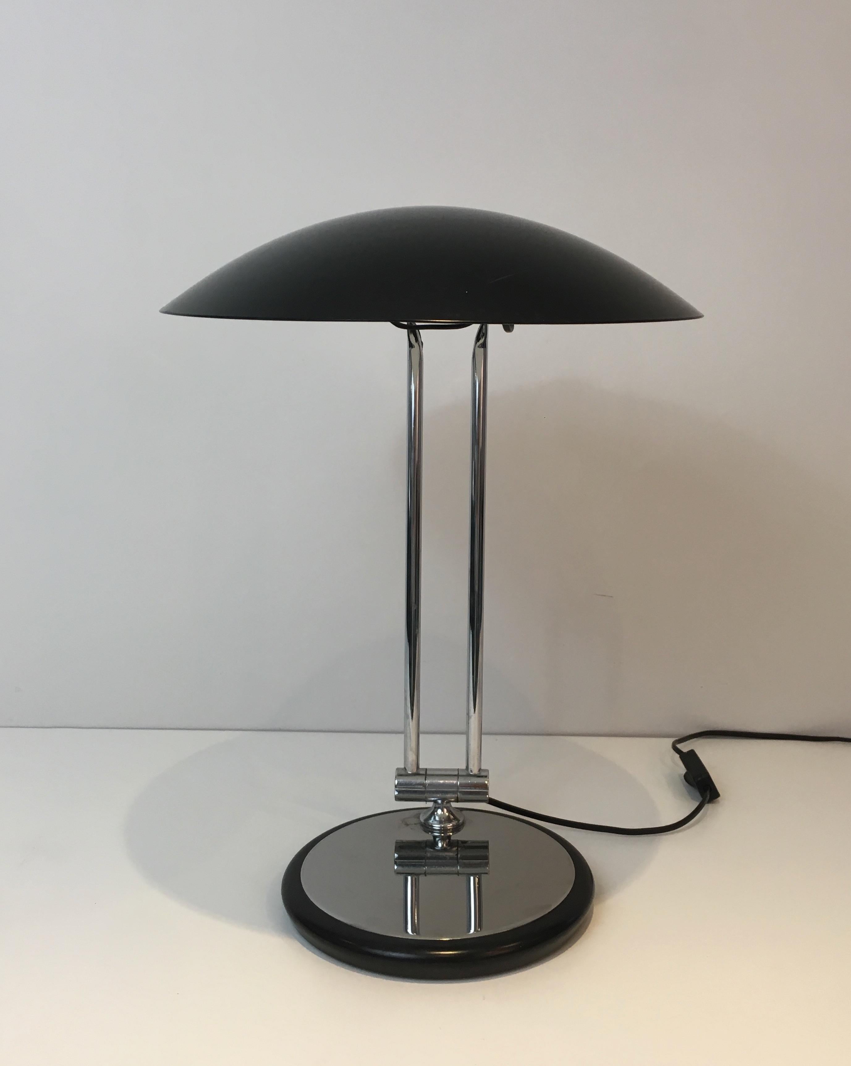 Design Adjustable Chrome and Black Lacquered Desk Lamp, circa 1970 For Sale 6
