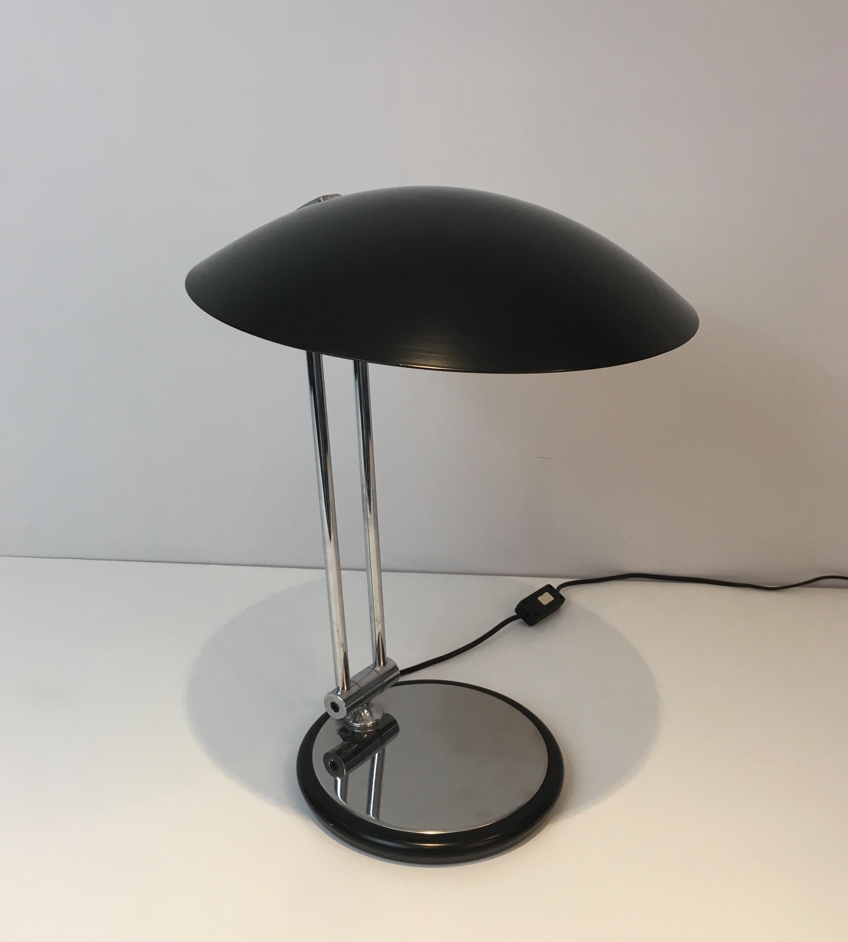 Design Adjustable Chrome and Black Lacquered Desk Lamp, circa 1970 For Sale 7