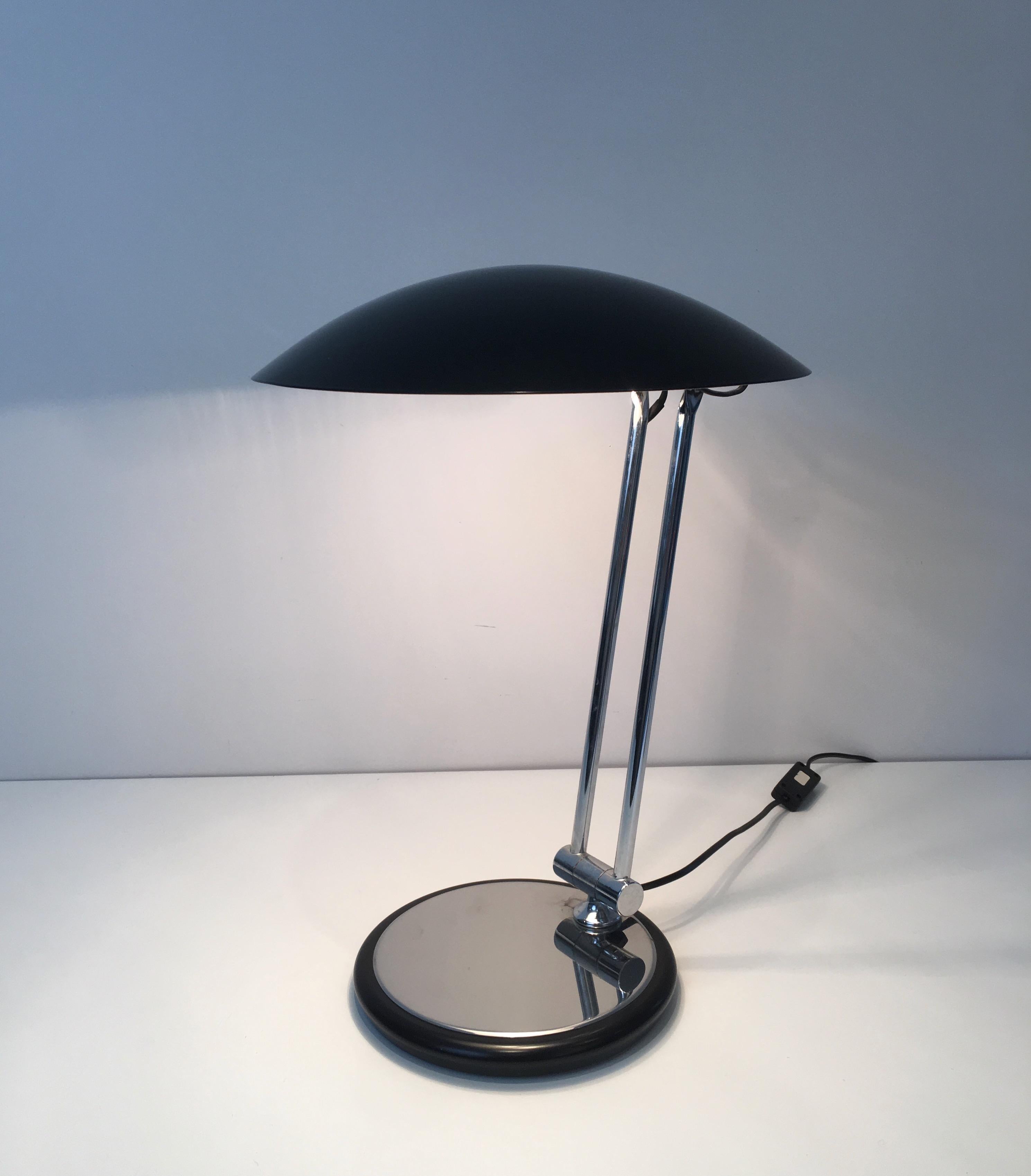 Design Adjustable Chrome and Black Lacquered Desk Lamp, circa 1970 For Sale 10