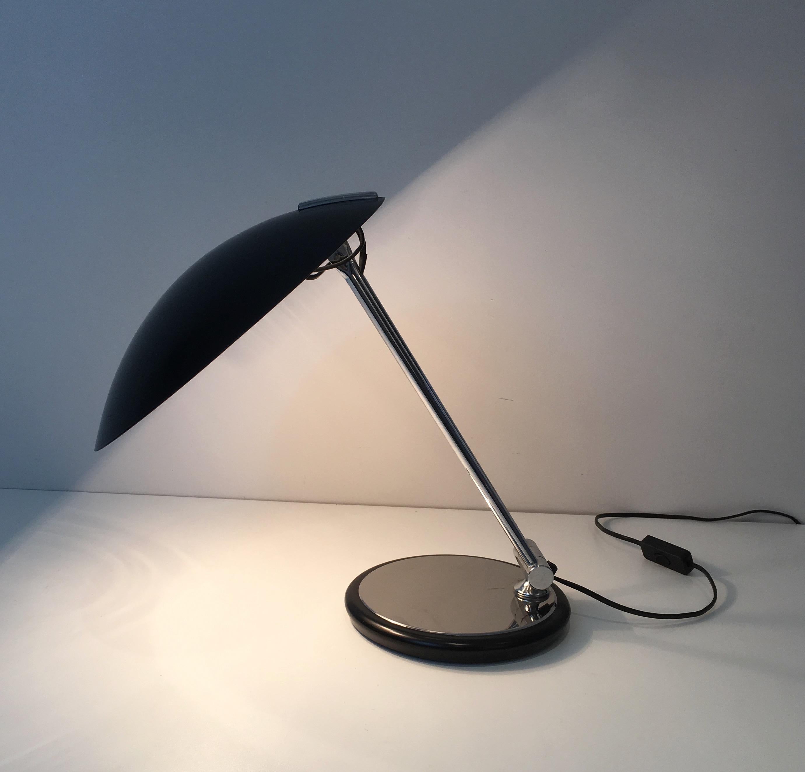 Design Adjustable Chrome and Black Lacquered Desk Lamp, circa 1970 For Sale 11